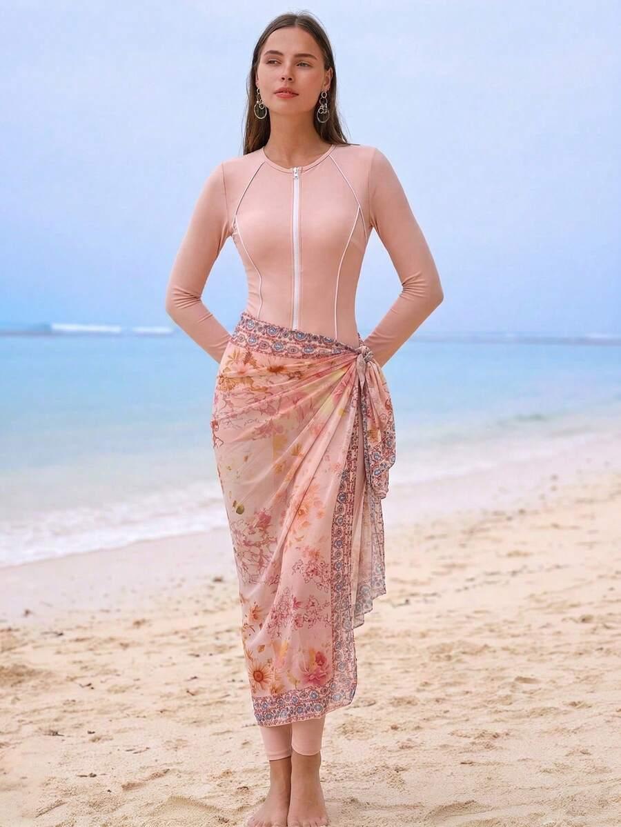 SHEIN DWUCZĘŚCIOWY STRÓJ KĄPIELOWY SARONG KOMPLET S09__XL