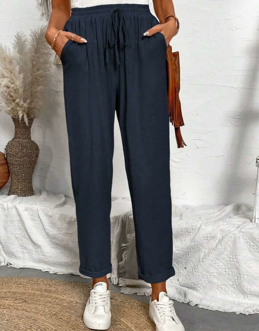 SHEIN GRANATOWE SPODNIE PROSTA NOGAWKA S06__S