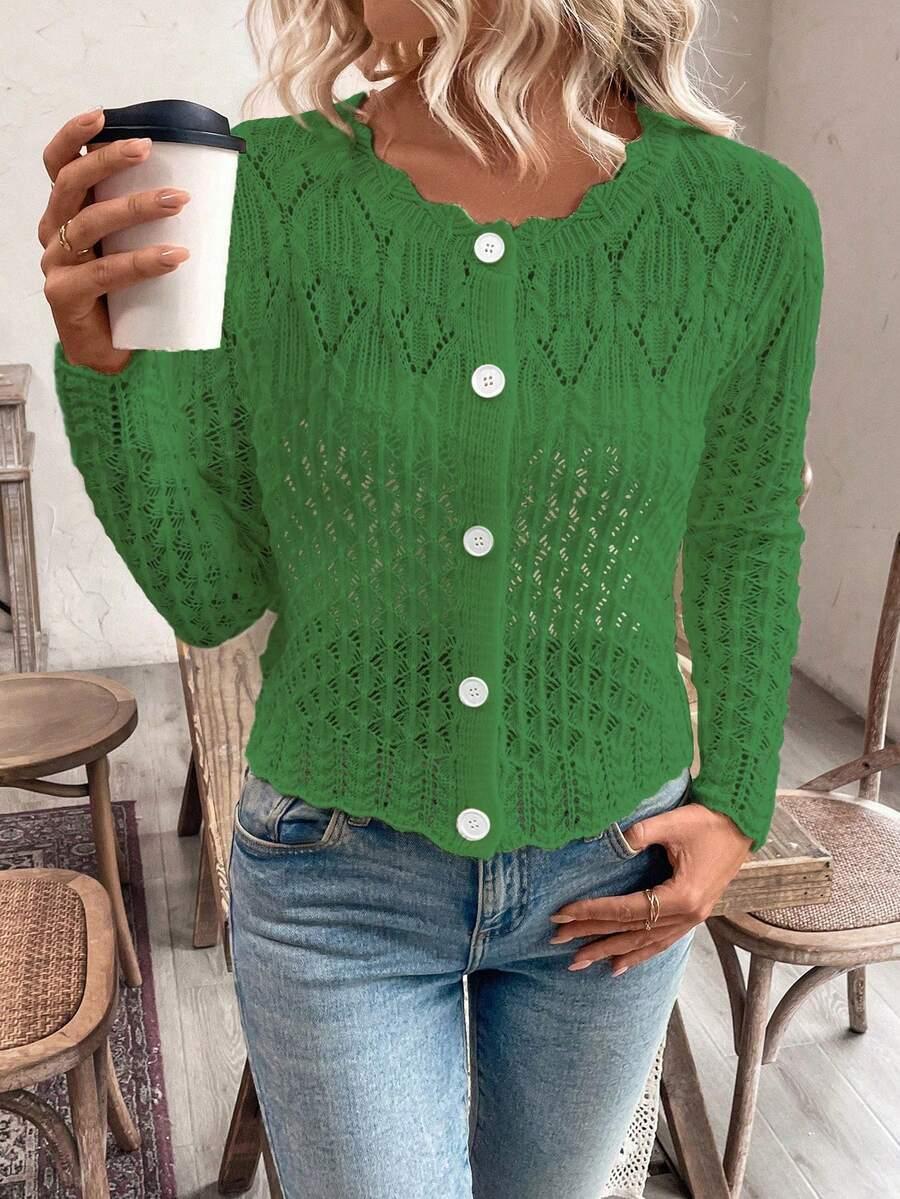 SHEIN ZIELONY SWETER GUZIKI S06__S