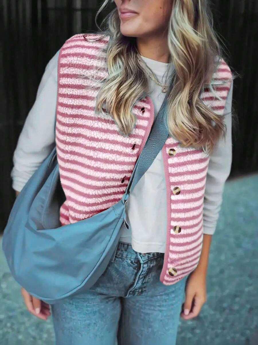 SHEIN RÓŻOWA KAMIZELKA PASKI S06__M