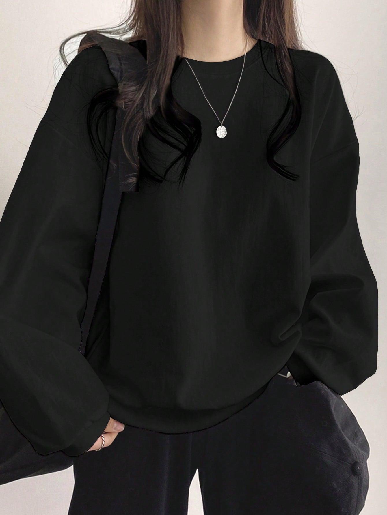 SHEIN CZARNA BLUZA DŁUGI RĘKAW S06__XL