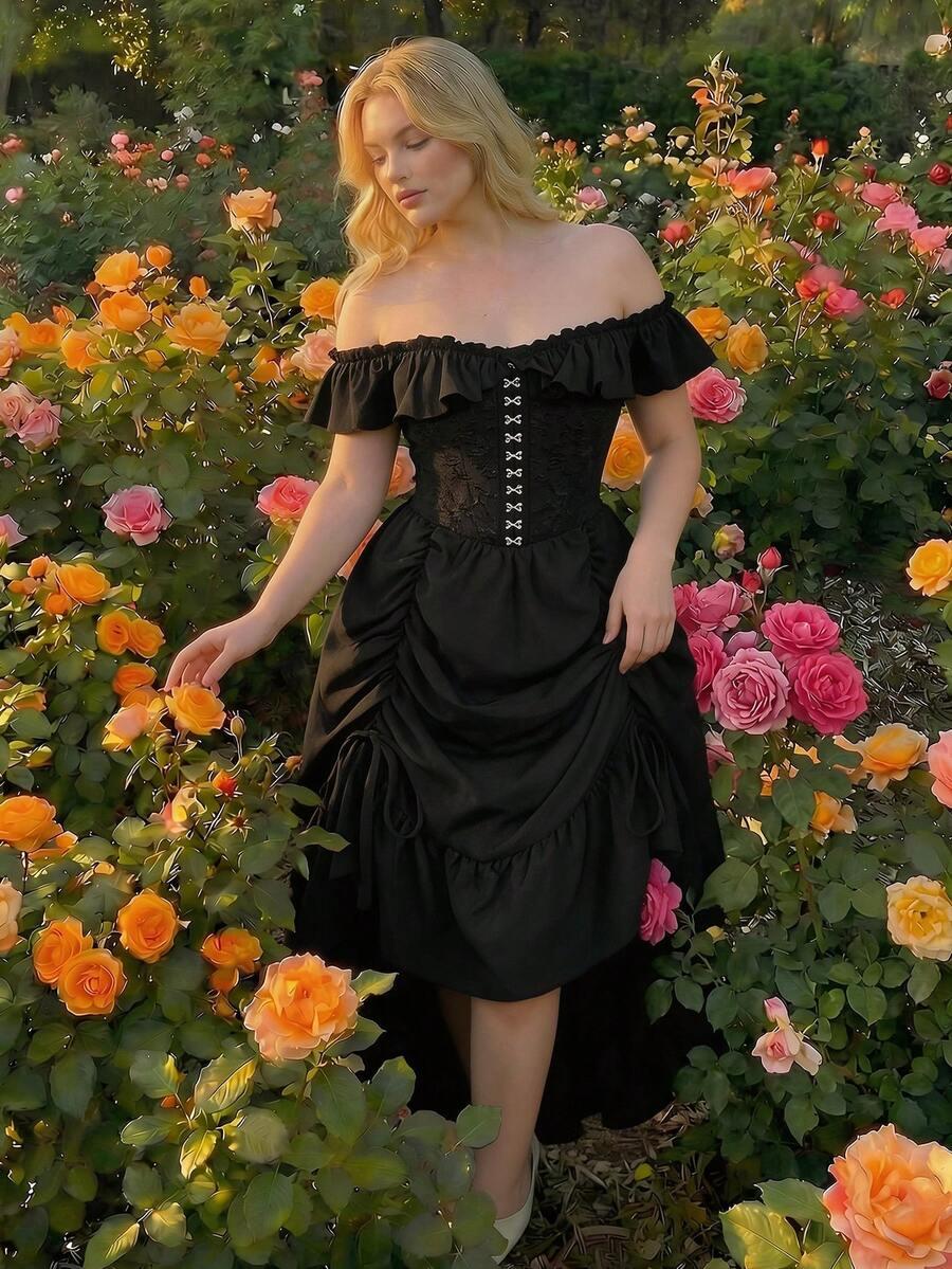 SHEIN CZARNA SUKIENKA ZDOBIENIE S06__46