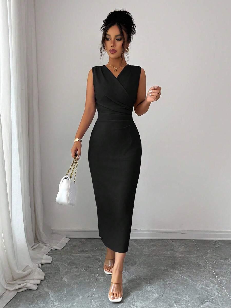 SHEIN CZARNA SUKIENKA BEZ RĘKAWÓW S06__S