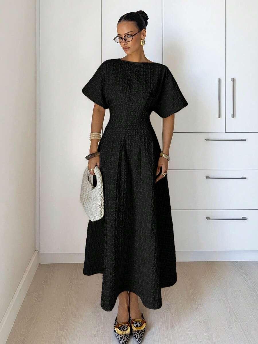 SHEIN CZARNA MIDI SUKIENKA S06__S