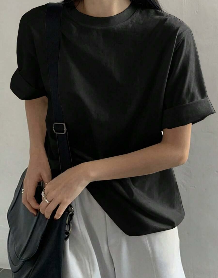 SHEIN CZARNA BLUZKA KRÓTKI RĘKAW S06__XL