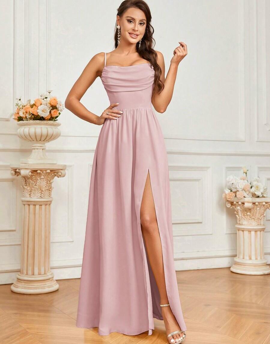 SHEIN RÓŻOWA MAXI SUKIENKA ROZCIĘCIE S09__L