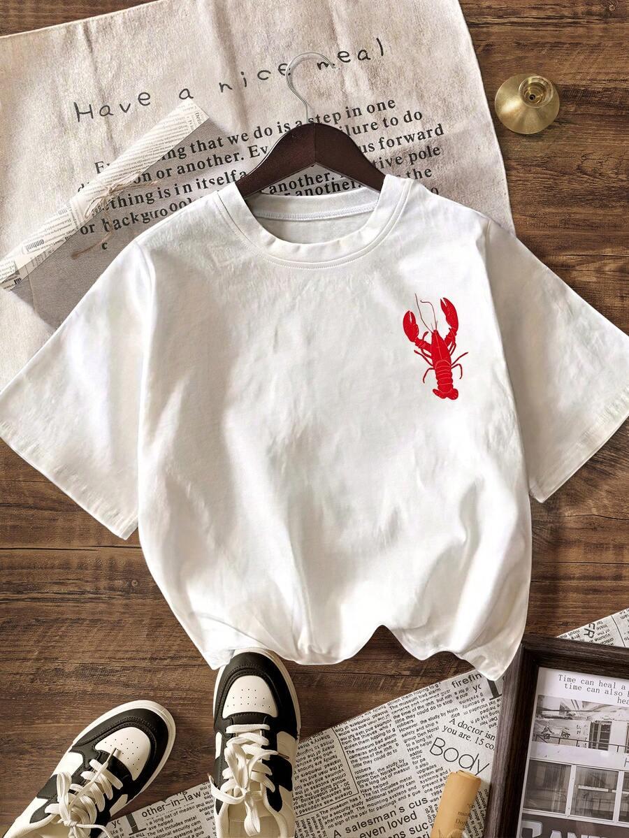 SHEIN BIAŁY T-SHIRT OKRĄGŁY DEKOLT NADRUK S09__L