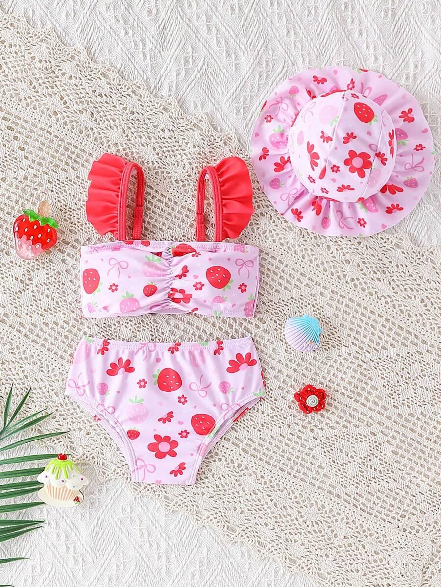 SHEIN DWUCZĘŚCIOWY STRÓJ KĄPIELOWY Z CZAPKĄ S09__56-62