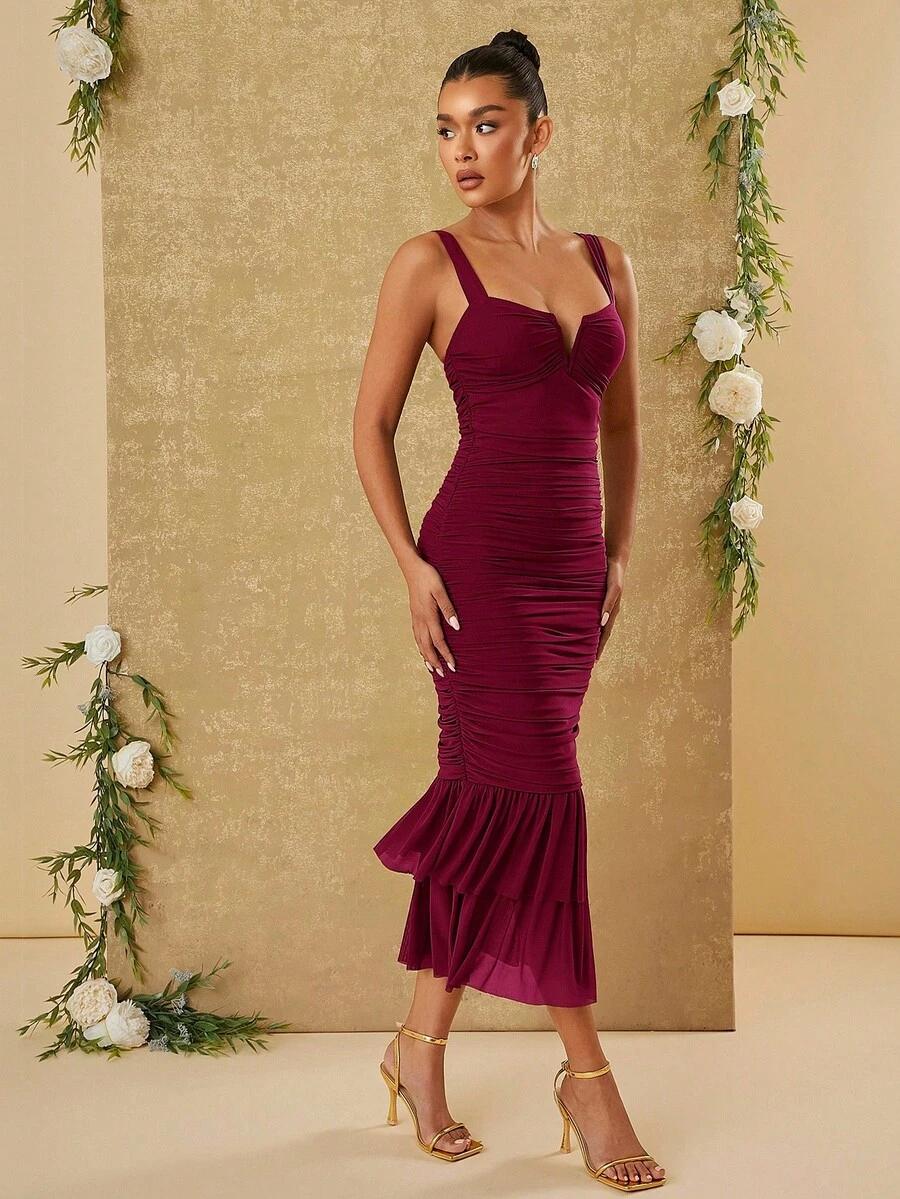 SHEIN BORDOWA MIDI SUKIENKA S06__L