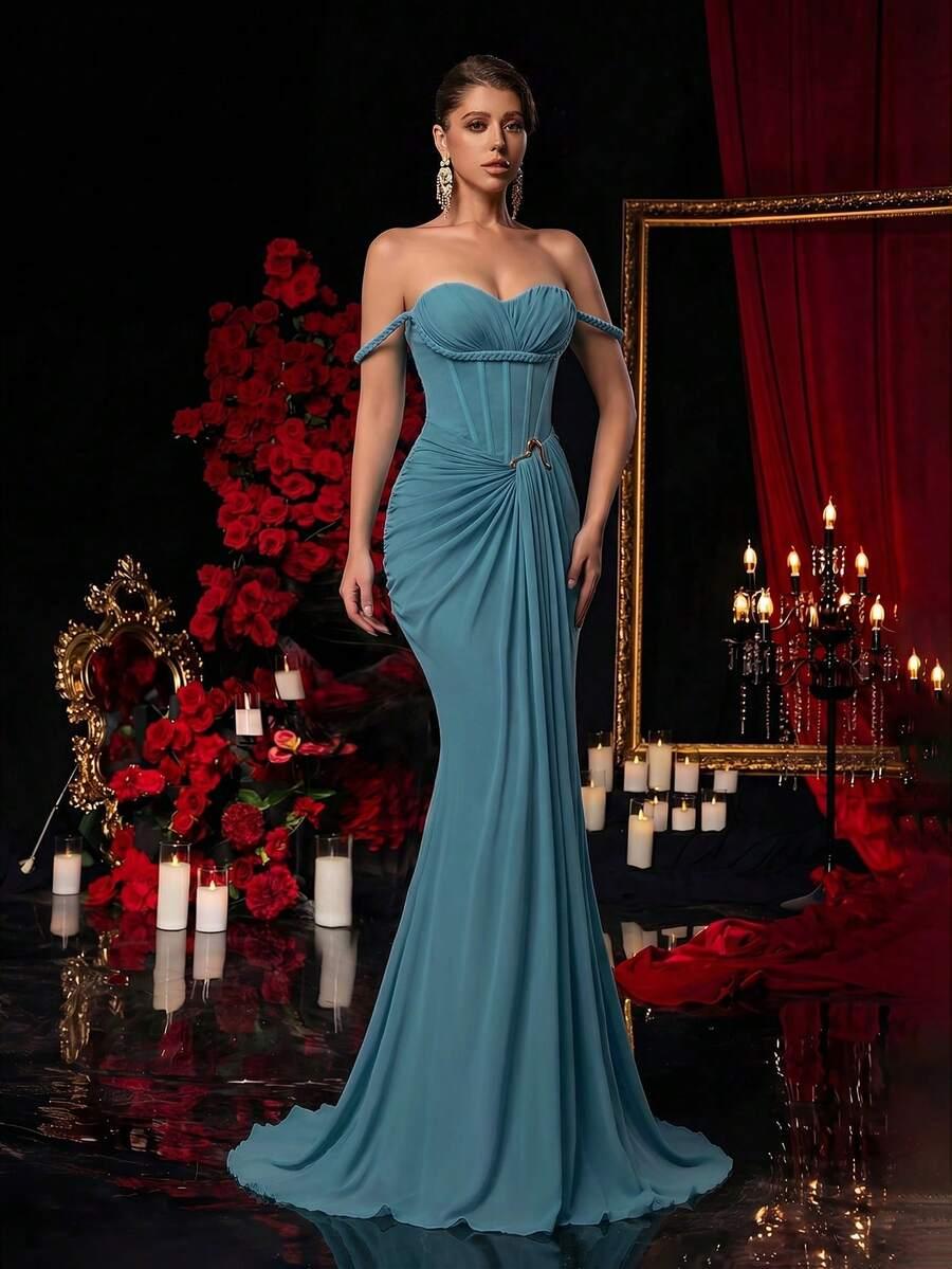 GLAMRAE NIEBIESKA MAXI SUKIENKA S06__M