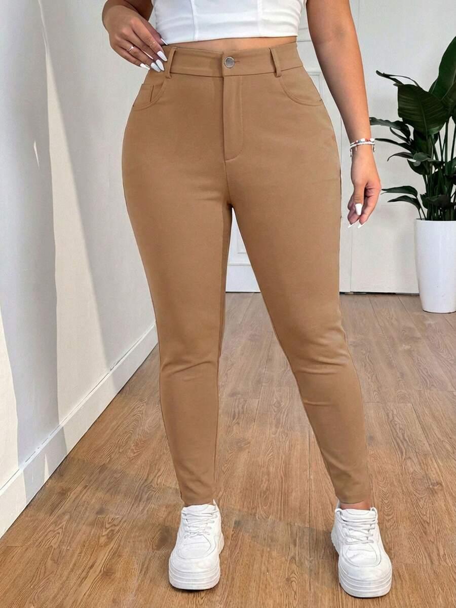 SHEIN BRĄZOWE SPODNIE RURKI S06__46