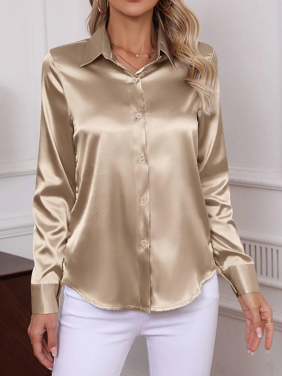 SHEIN ZŁOTA KOSZULA DŁUGI RĘKAW S06__L