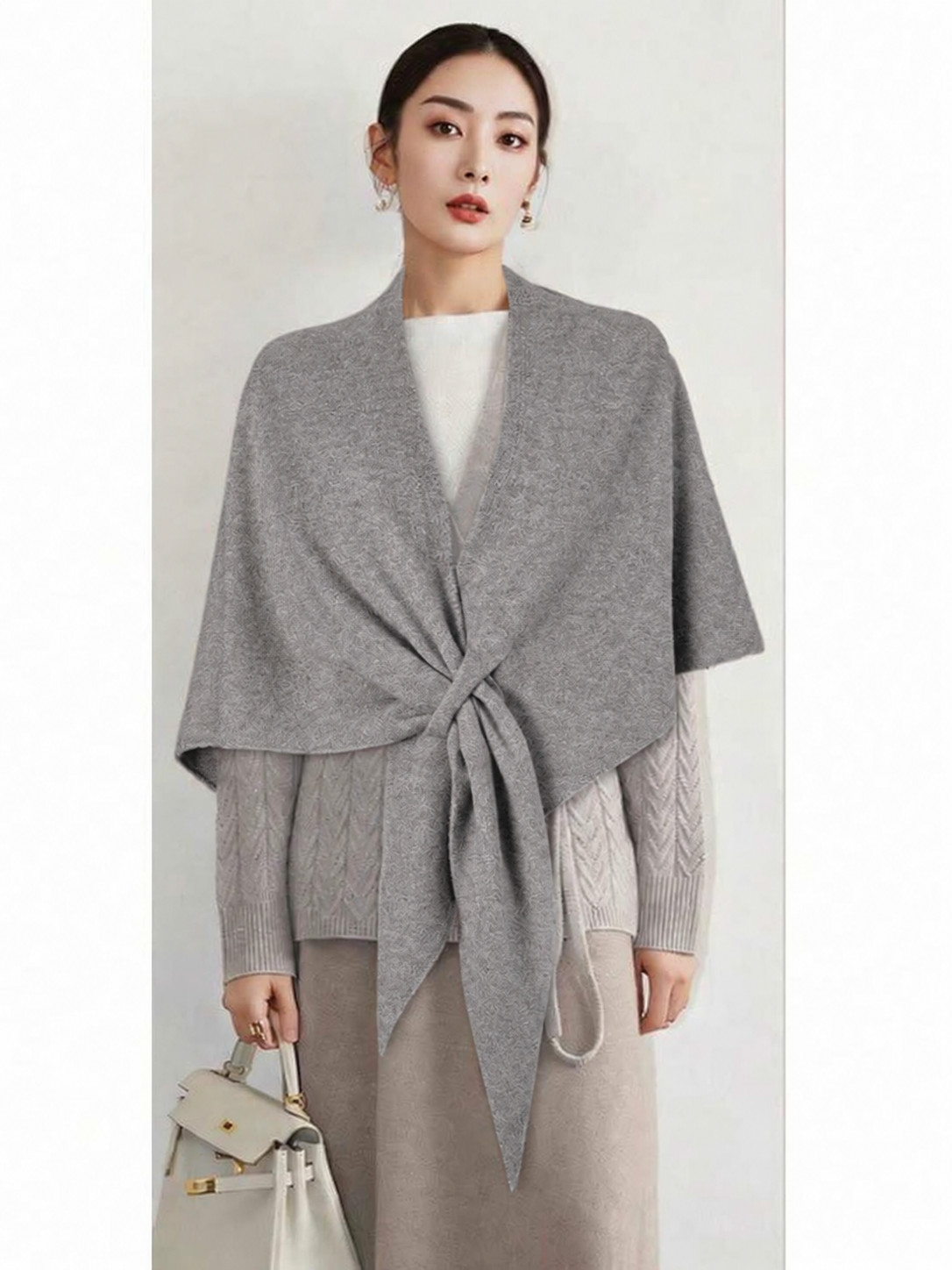 SHEIN SZARY SZAL DZIANINA W01__120X75