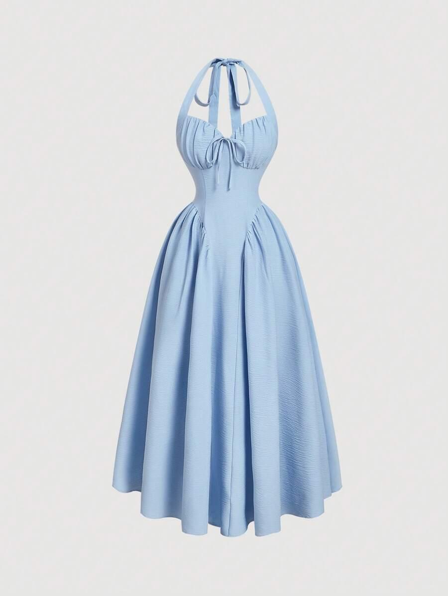SHEIN NIEBIESKA SUKIENKA BEZ RĘKAWÓW S09__L