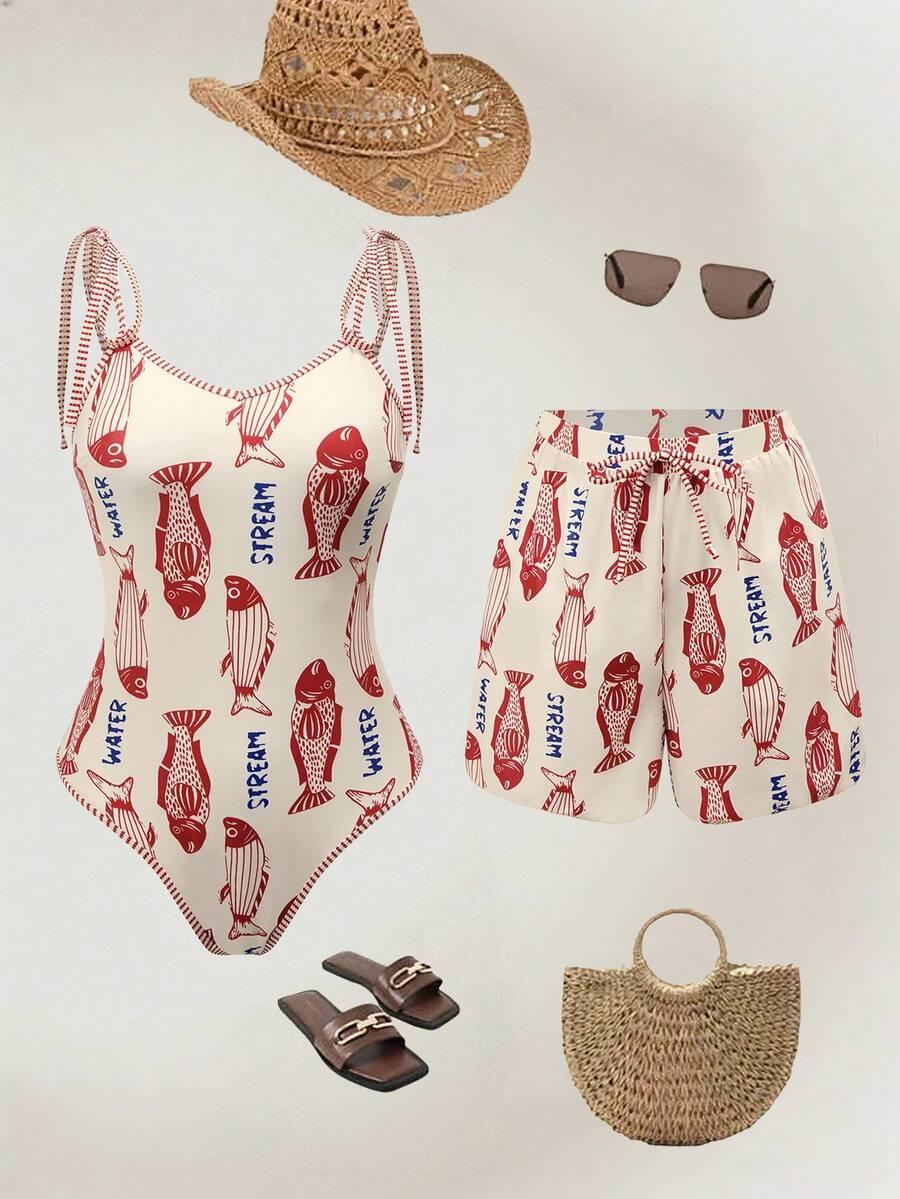 SWIM OASIS JEDNOCZĘŚCIOWY STRÓJ KĄPIELOWY SPODENKI KOMPLET S09__L