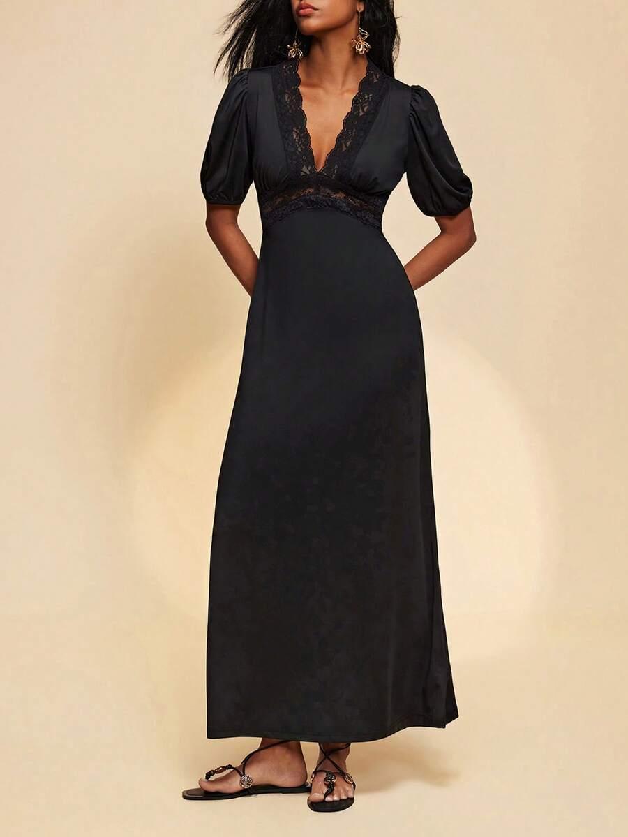 SHEIN CZARNA MAXI SUKIENKA PK01__M