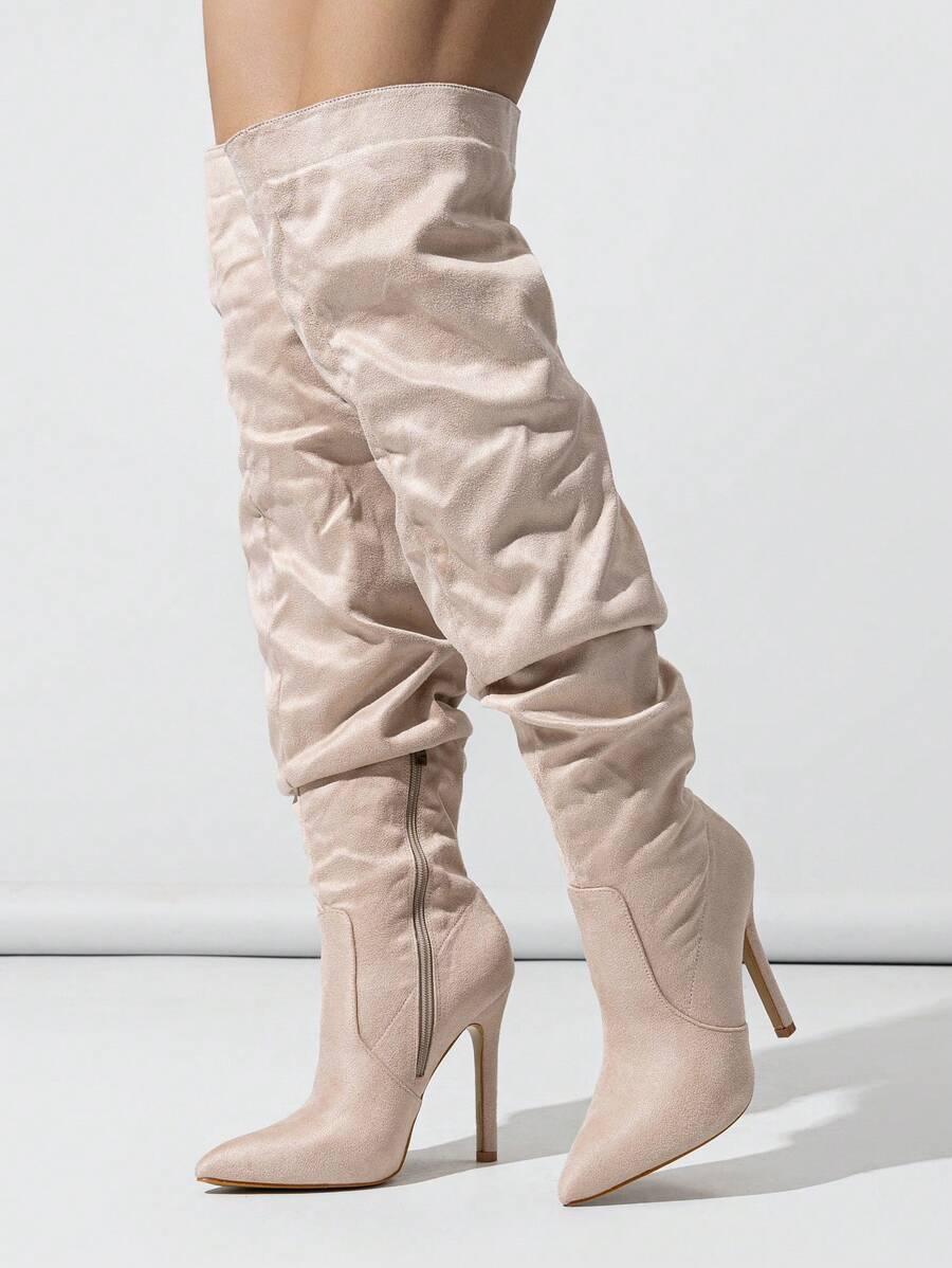 SHEIN BEŻOWE KOZAKI IMITACJA ZAMSZU W01__37,5