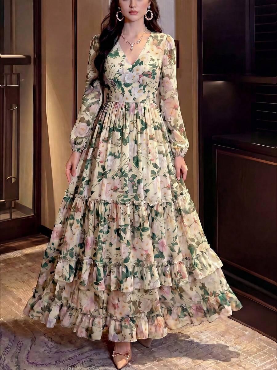 SHEIN MAXI SUKIENKA W KWIATY S09__M