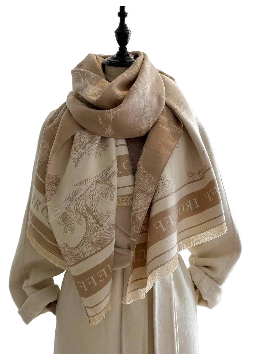 SHEIN BEŻOWA CHUSTA WZÓR S07