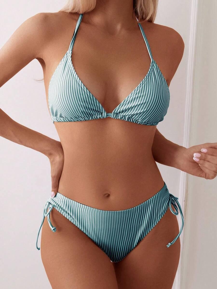 SWIM MOD NIEBIESKI DWUCZĘŚCIOWY STRÓJ KĄPIELOWY PASKI S09__L