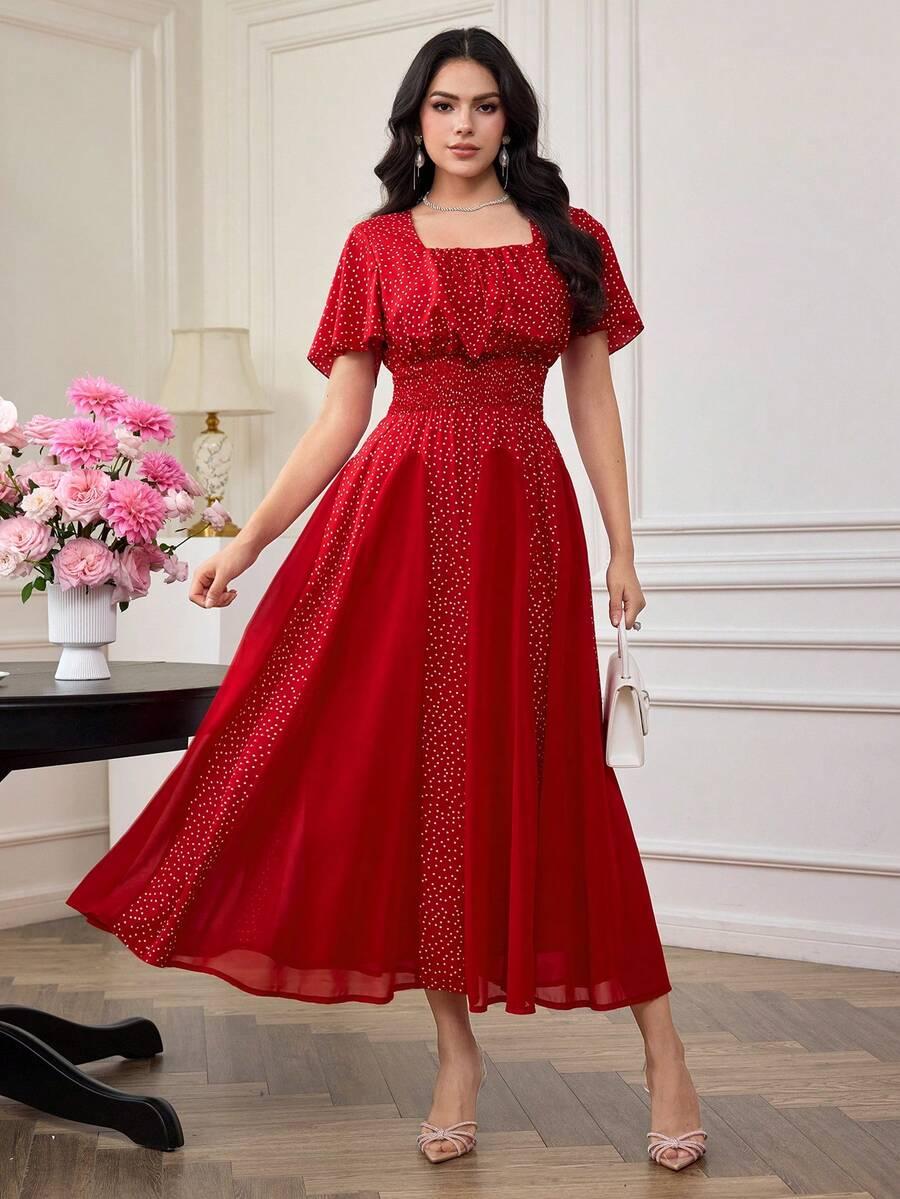 SHEIN CZERWONA SUKIENKA WZÓR S06__L