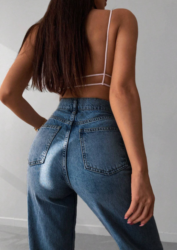 SHEIN JEANSOWE SPODNIE WYSOKIM STANEM KIESZENIE