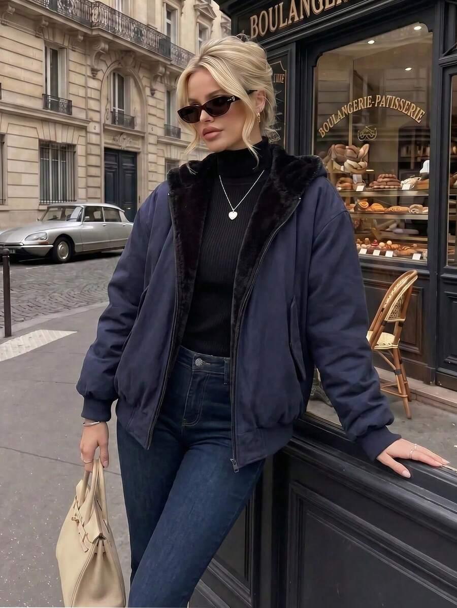SHEIN DWUSTRONNA KURTKA KAPTUR W01__S