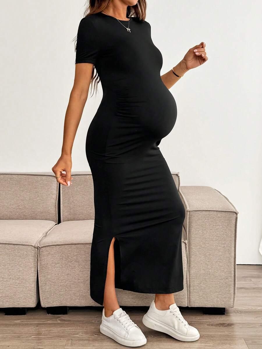 SHEIN CZARNA CIĄŻOWA MAXI SUKIENKA S06__XXL