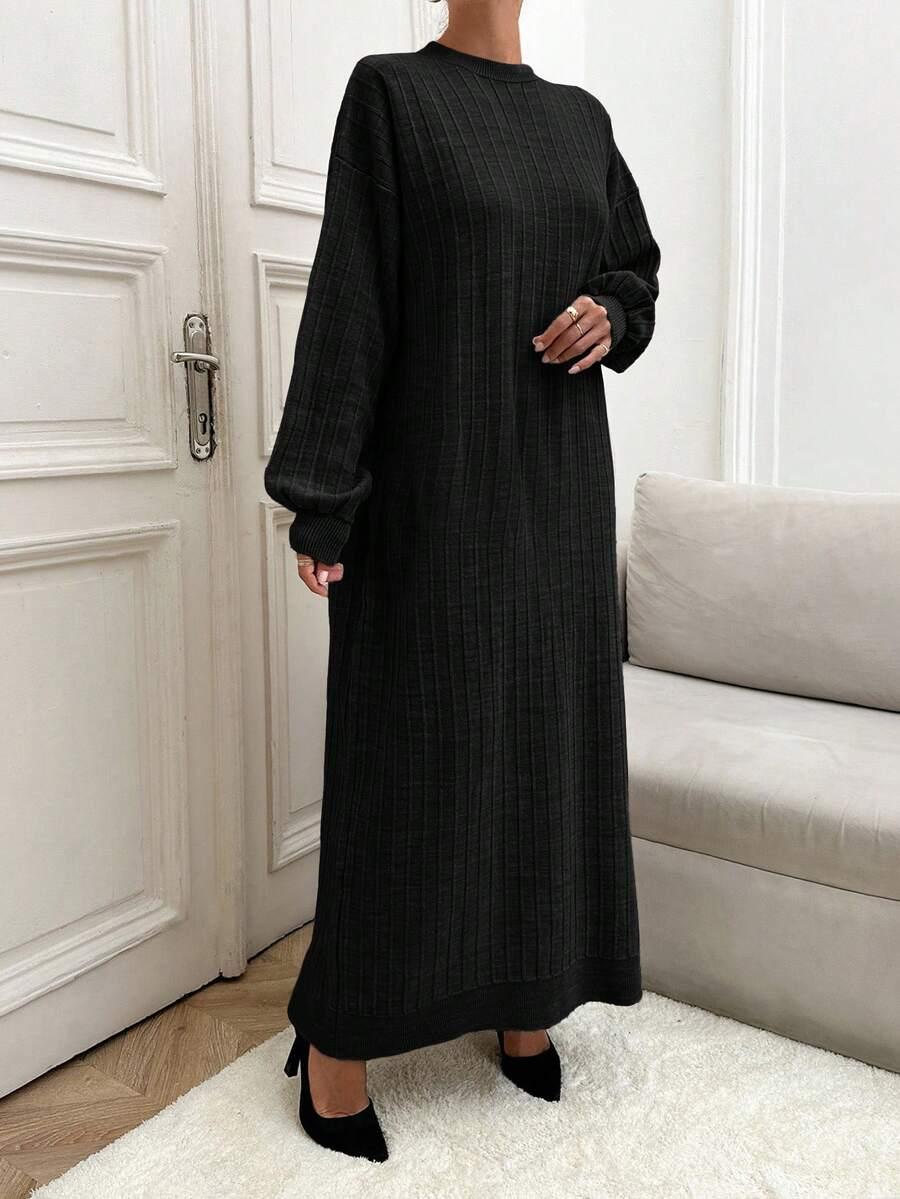SHEIN CZARNA DZIANINOWA SUKIENKA S06__L
