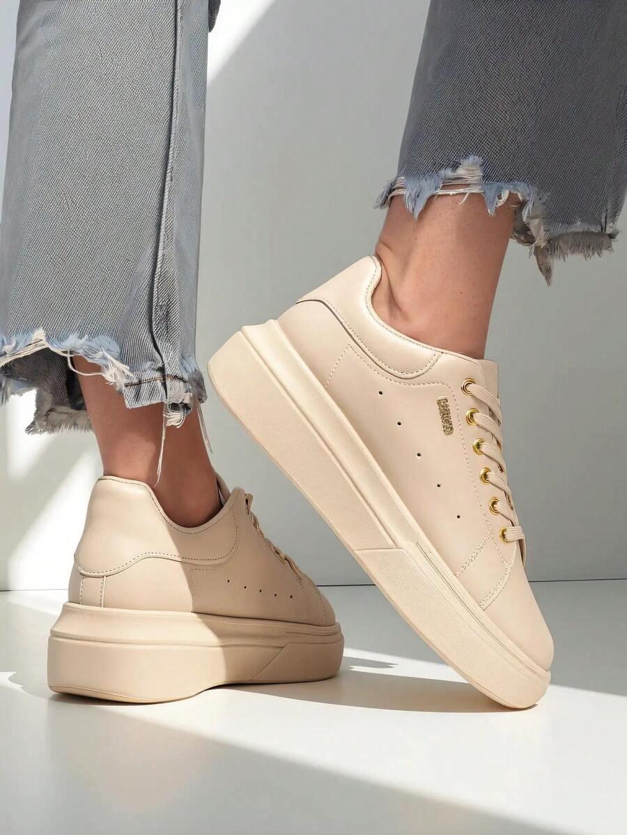 SHEIN BEŻOWE TRAMPKI SZNUROWANE S06__38