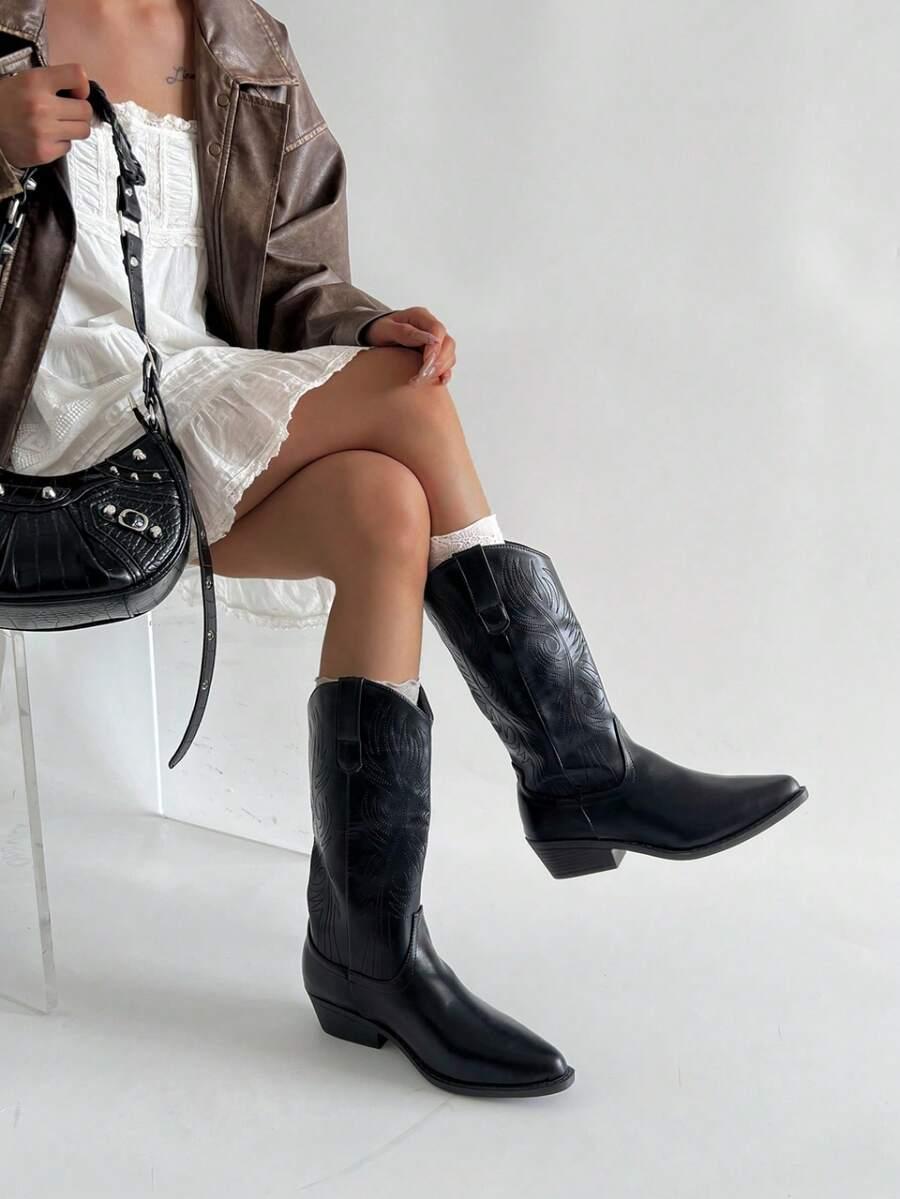 SHEIN CZARNE KOZAKI KOWBOJKI W01__39,5