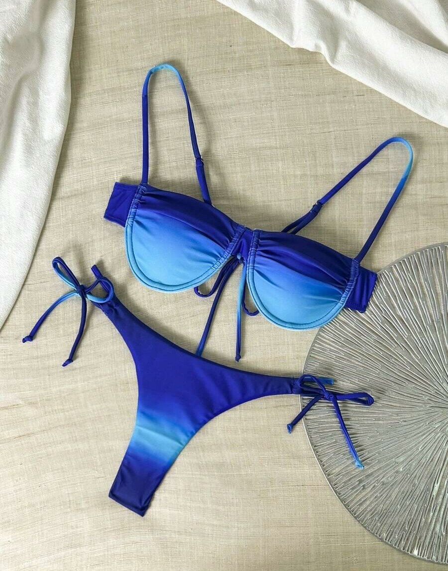 SHEIN NIEBIESKI DWUCZĘŚCIOWY STRÓJ KĄPIELOWY S09__M