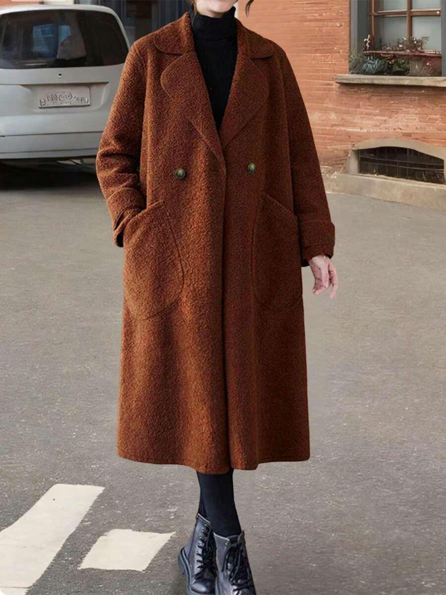 SHEIN BRĄZOWY PŁASZCZ MIŚ W01__S