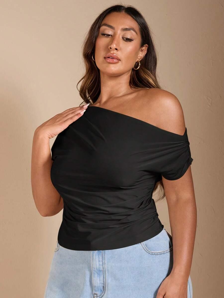 SHEIN CZARNA ASYMETRYCZNA BLUZKA PK01__50