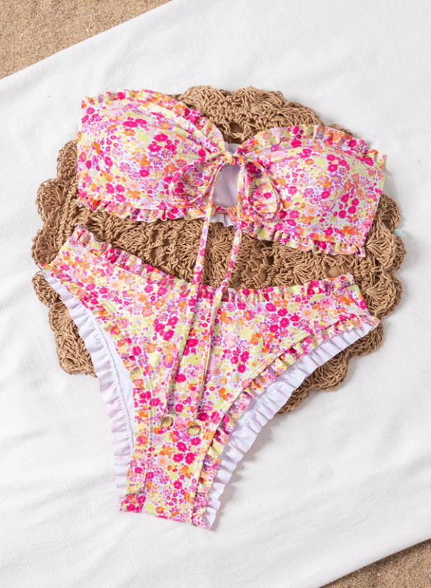 SHEIN DWUCZĘŚCIOWY STRÓJ KĄPIELOWY KWIATY WZÓR S09__M