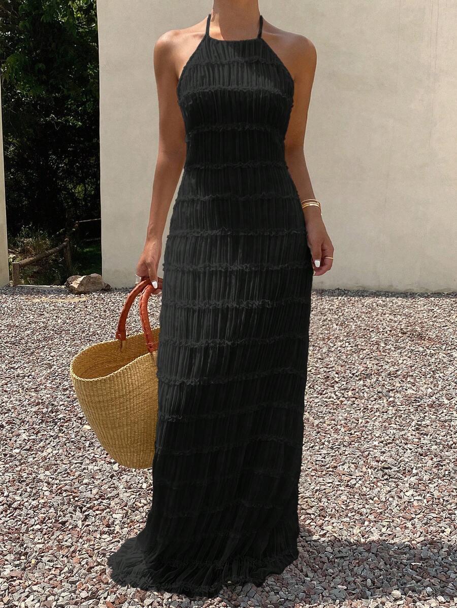 SHEIN CZARNA MAXI SUKIENKA S06__S