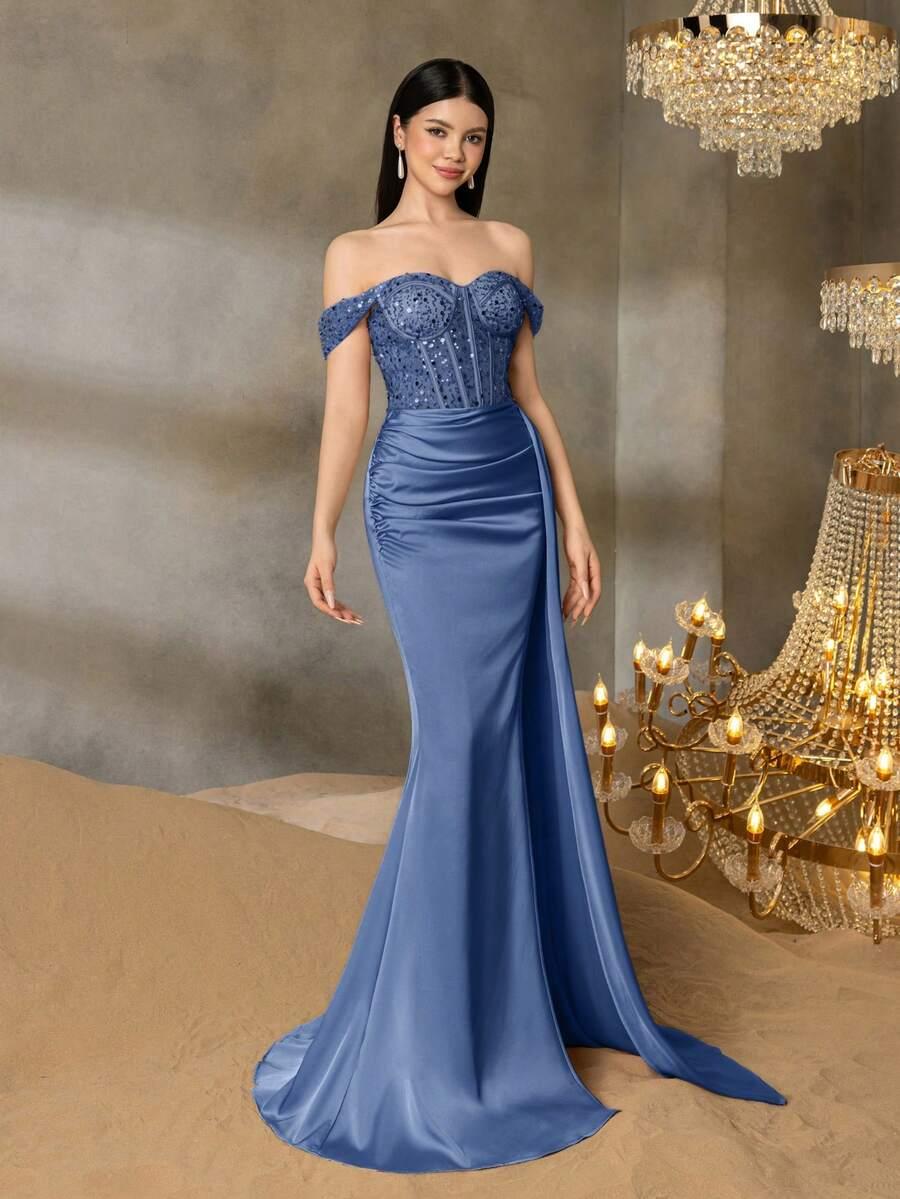 SHEIN NIEBIESKA MAXI SUKIENKA 162-166