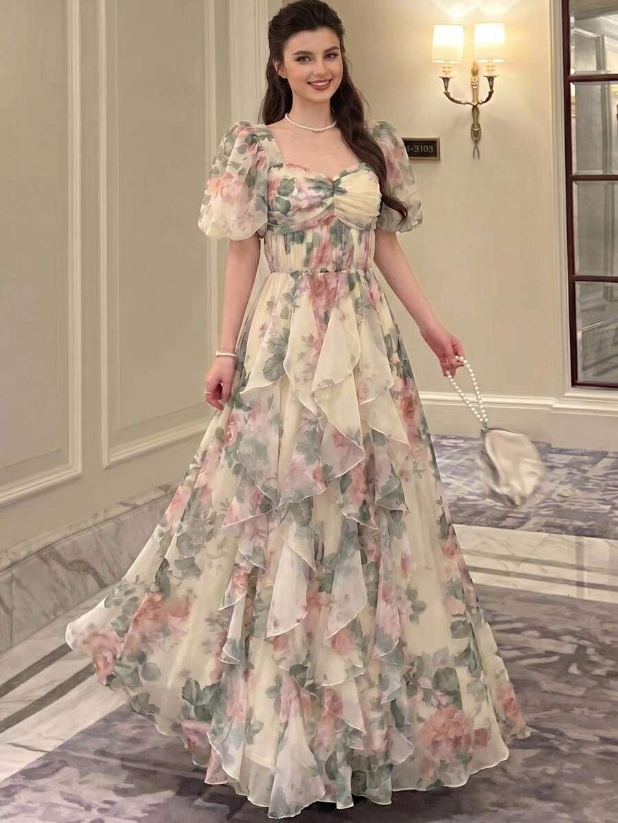 SHEIN MAXI SUKIENKA W KWIATY S06__L