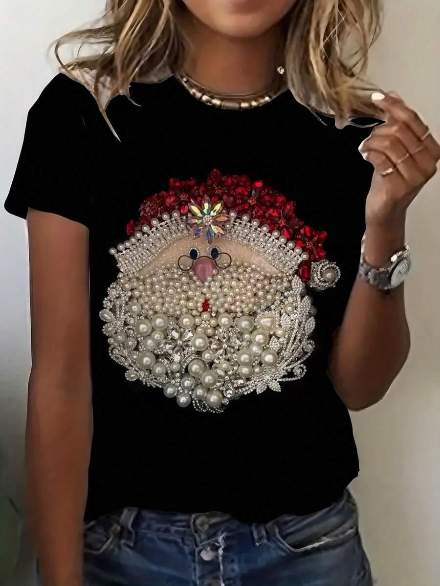 SHEIN CZARNY T-SHIRT PRINT S06__M