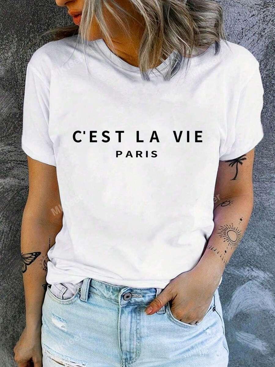 SHEIN BIAŁY T-SHIRT OKRĄGŁY DEKOLT S06__M