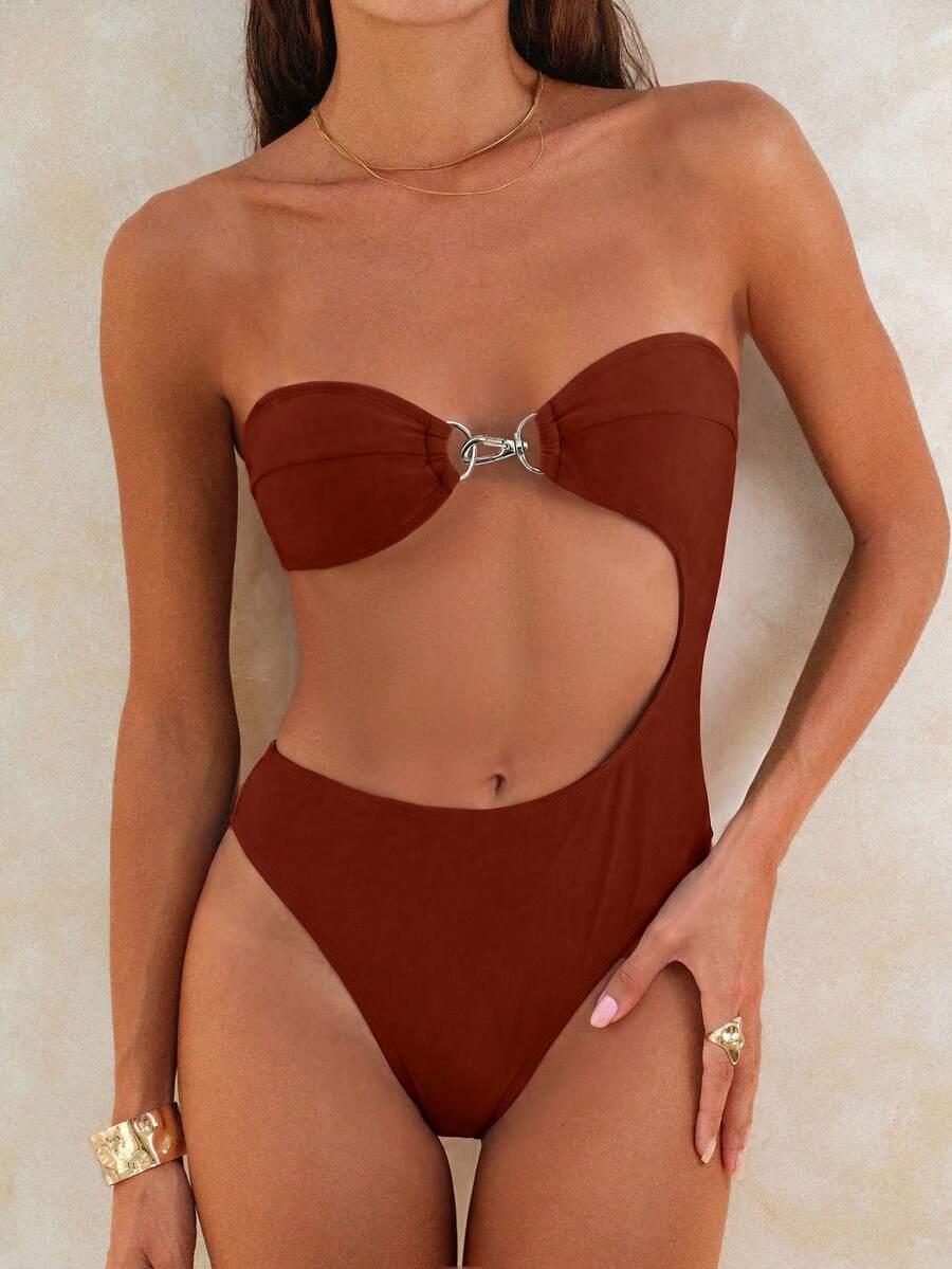 SWIM CHICCIA BRĄZOWY JEDNOCZĘŚCIOWY STRÓJ KĄPIELOWY S09__S