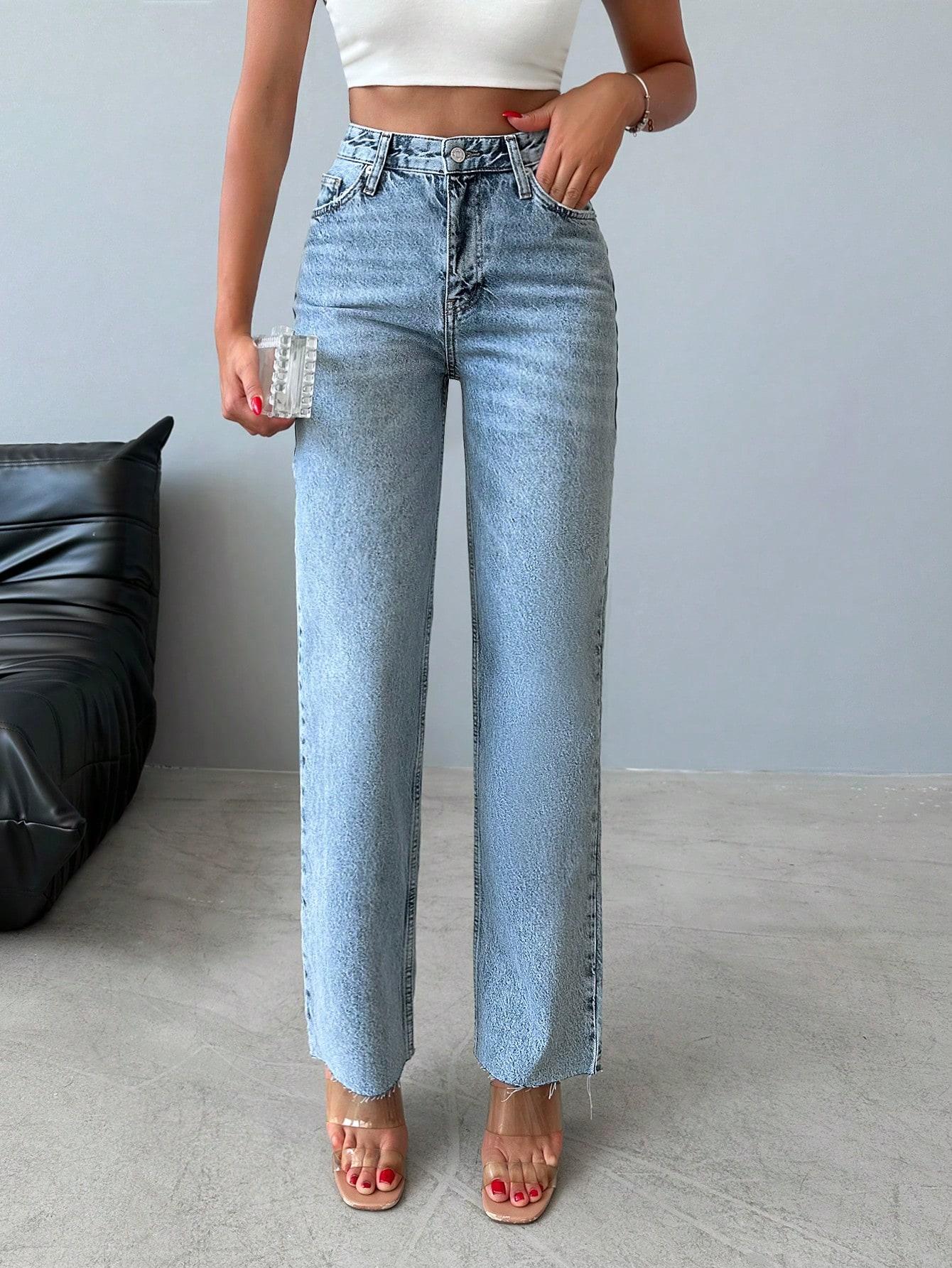 SHEIN NIEBIESKIE JEANSOWE SPODNIE WYSOKI STAN S06__M