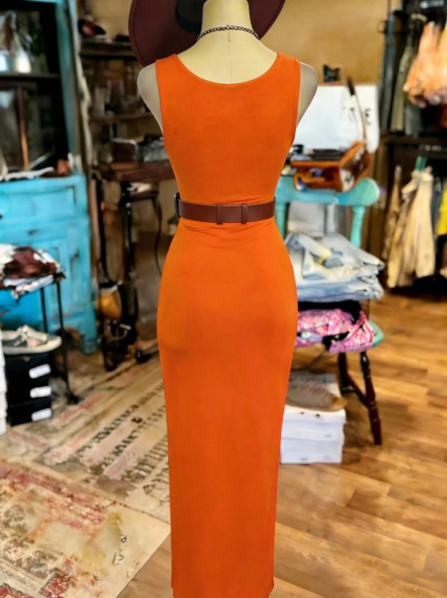 SHEIN POMARAŃCZOWA SUKIENKA BEZ RĘKAWÓW S09__S