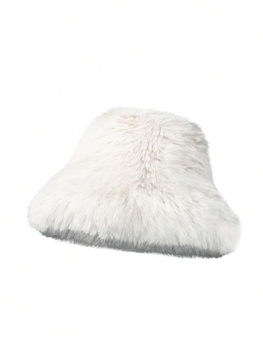 SHEIN BEŻOWA CZAPKA SZTUCZNE FUTRO W01__56/58