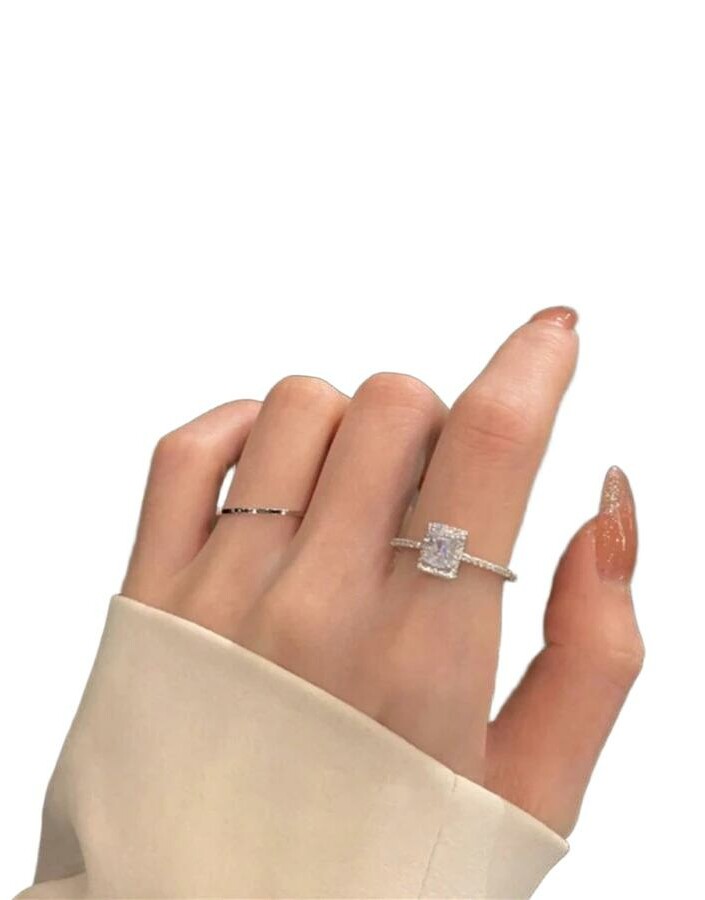 SHEIN SREBRNY PIERŚCIONEK ZDOBIENIE S07