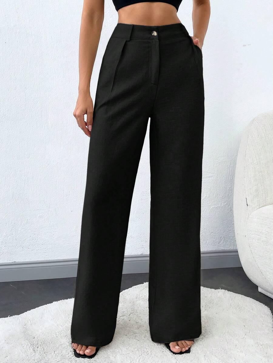 SHEIN CZARNE SPODNIE PROSTA NOGAWKA S06__XL