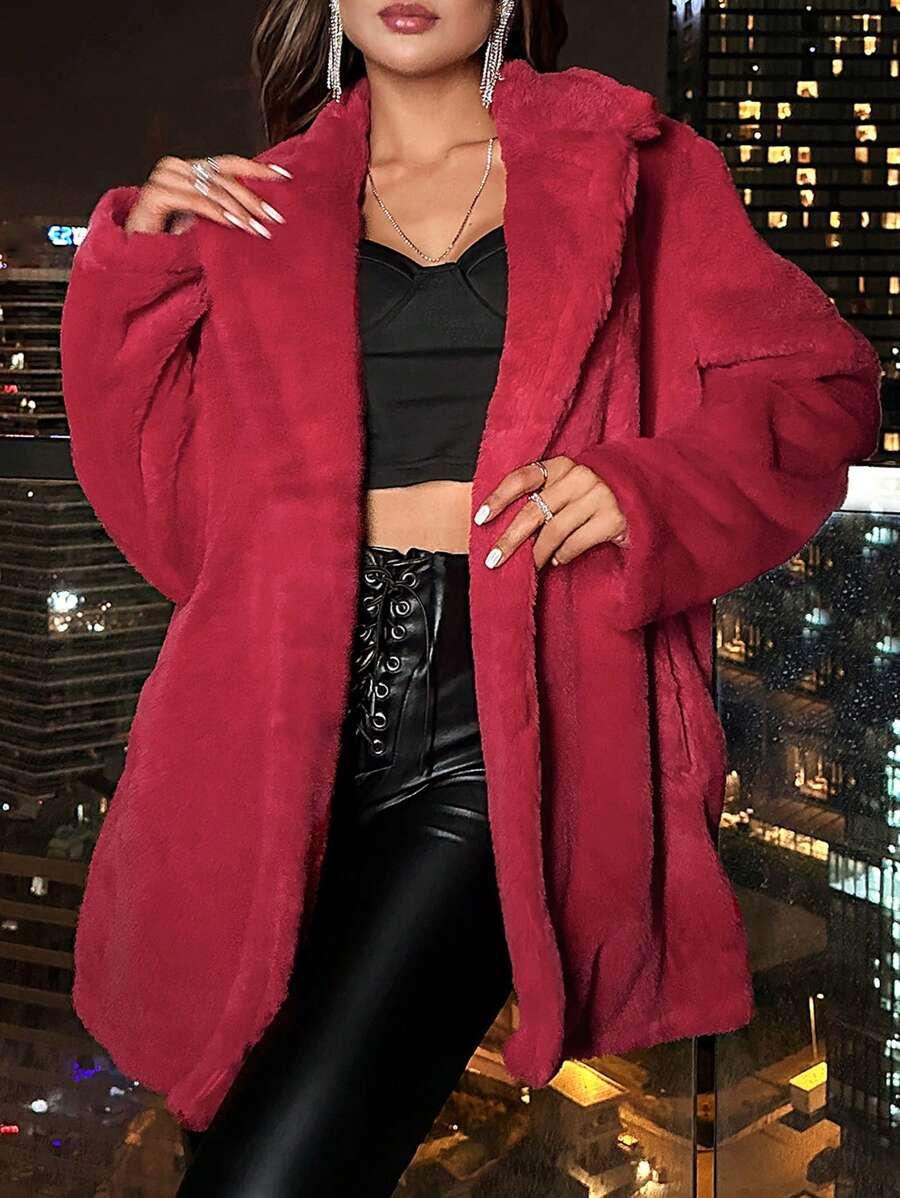 SHEIN CZERWONY PŁASZCZ MIŚ W01__XS