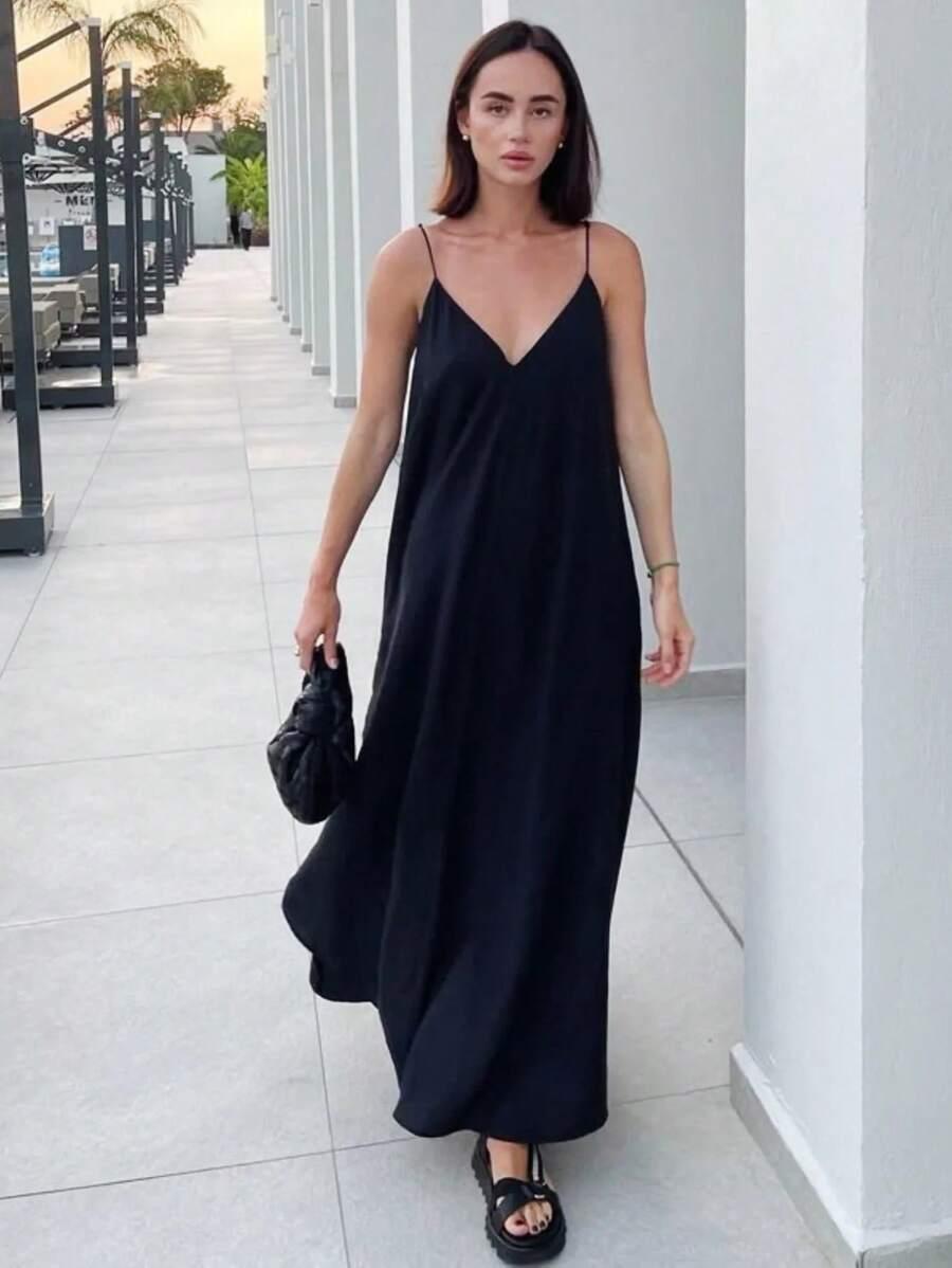 SHEIN CZARNA MAXI SUKIENKA S06__M