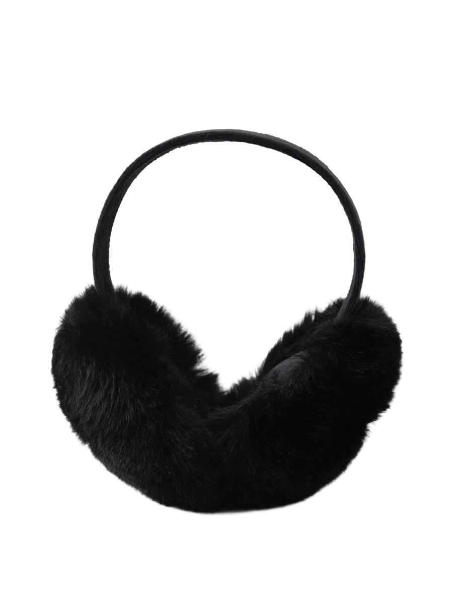 SHEIN CZARNE NAUSZNIKI SZTUCZNE FUTRO W01