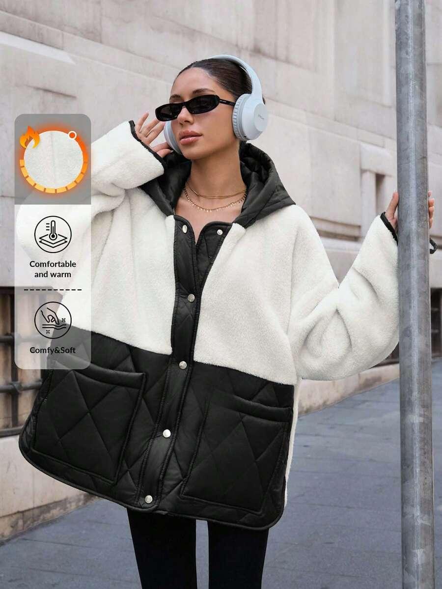 SHEIN KURTKA KONTRAST KAPTUR W01__M